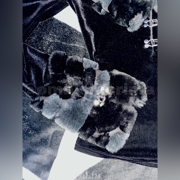 (SOLD) Rare 90s Lip Service Grey/Black Velvet Bubble Fur Top - Picture 2 of 4